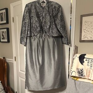 David's Bridal Silver Paisley Dress